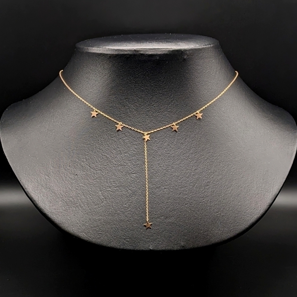 ROSE Gold toned Star Necklace with Dangle Charms - Picture 2 of 7